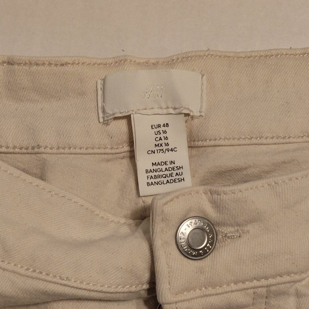 H&M Cream Lace Up Straight High Jeans - 16 - Picture 10 of 12